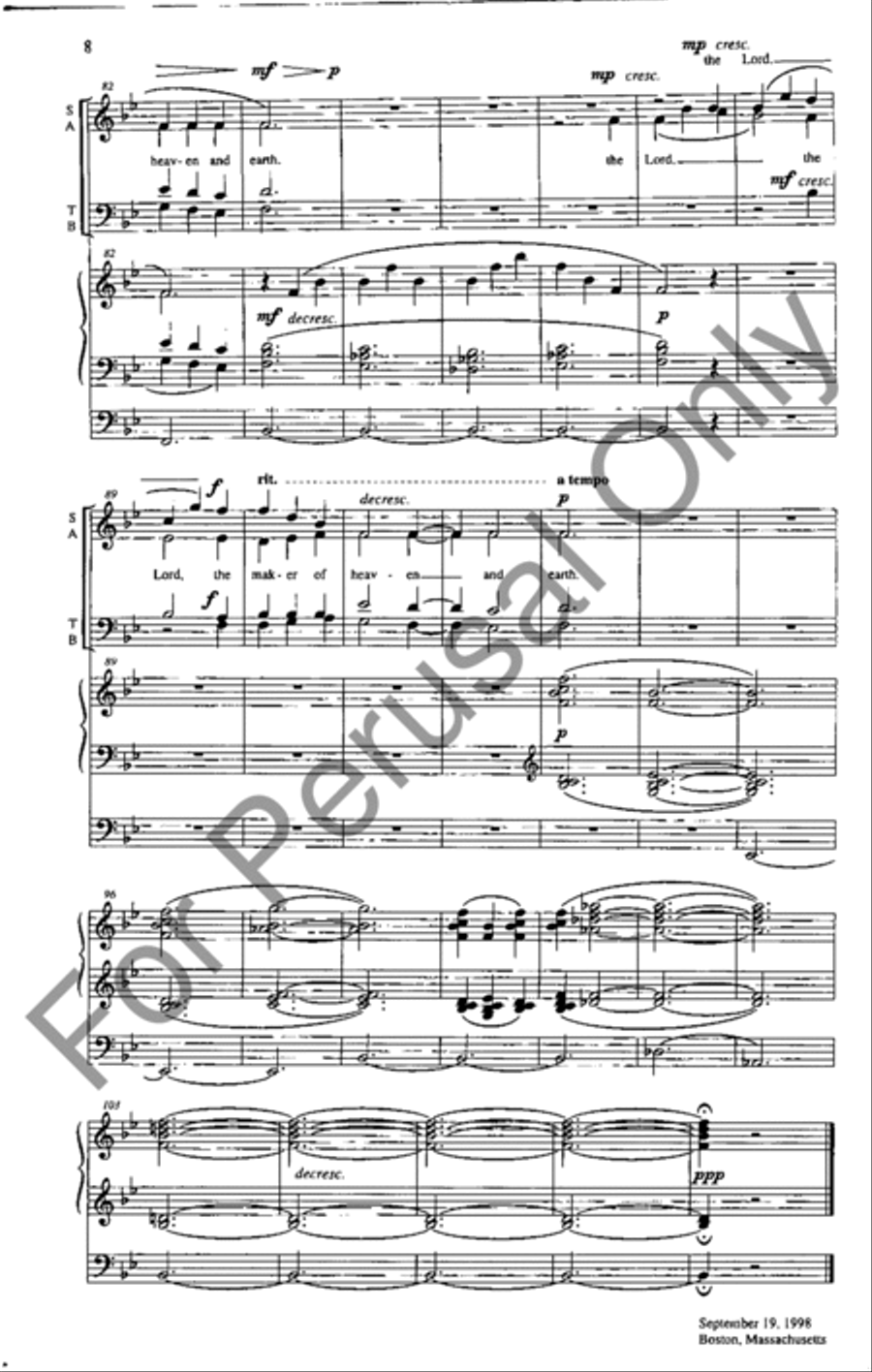 I Lift Up My Eyes To The Hills 4-Part scores gallery preview page 7