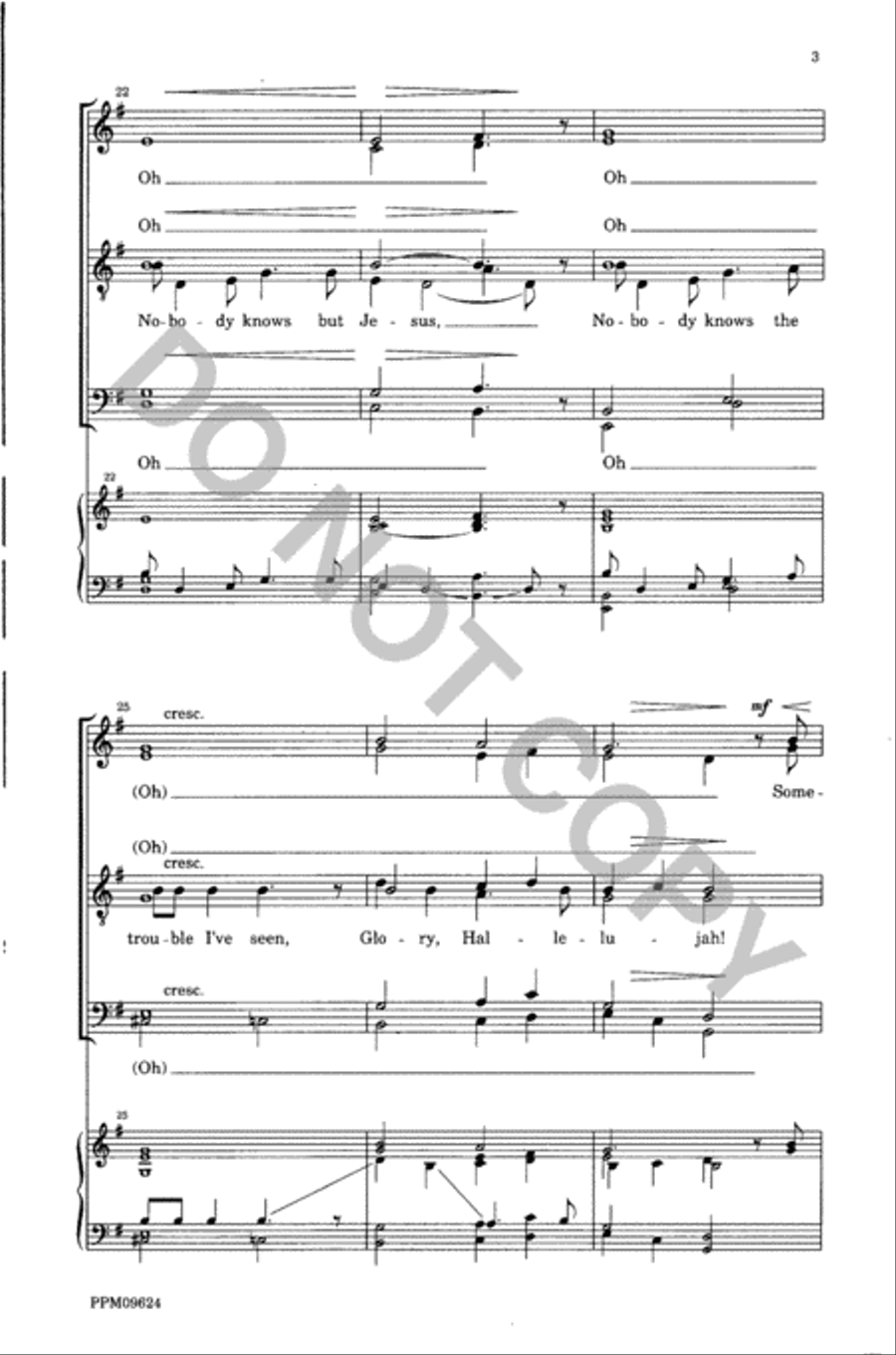 Sometimes I Feel Like A Motherless Child/Nobody Knows the Trouble I've Seen A Cappella scores gallery preview page 4