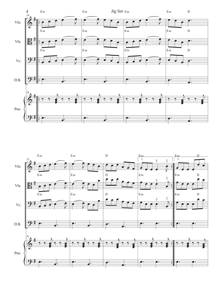 Jig Set (Three Irish Jigs) for Violin, Viola, or Cello solo with accompaniment String Orchestra scores gallery preview page 4
