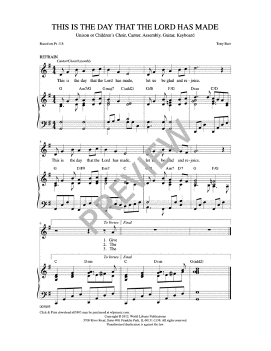 This is the Day that the Lord has Made Unison Choir scores gallery preview page 5