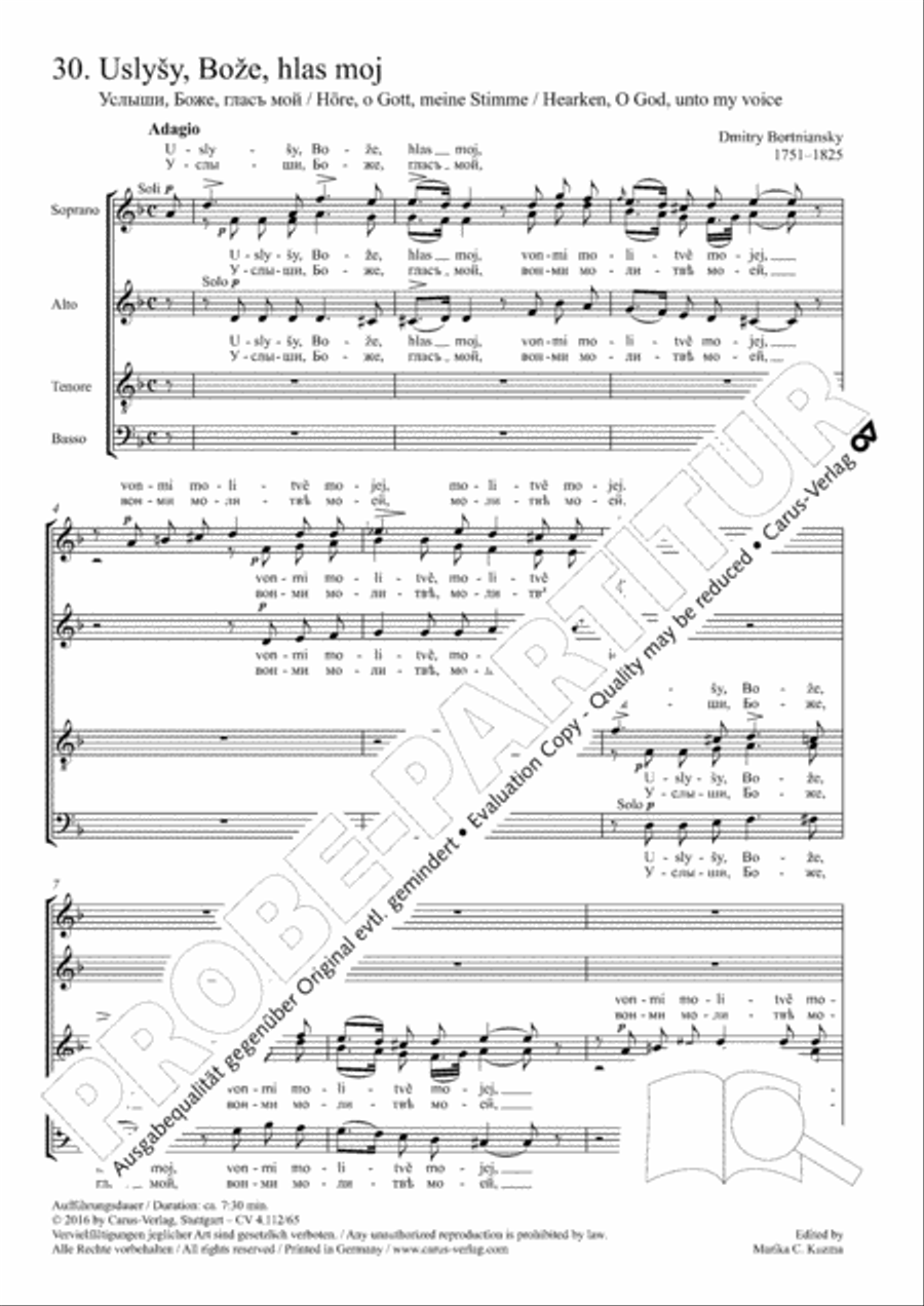 Hearken, O God, unto my voice (Uslysy, Boze, hlas moj) 4-Part scores gallery preview page 2