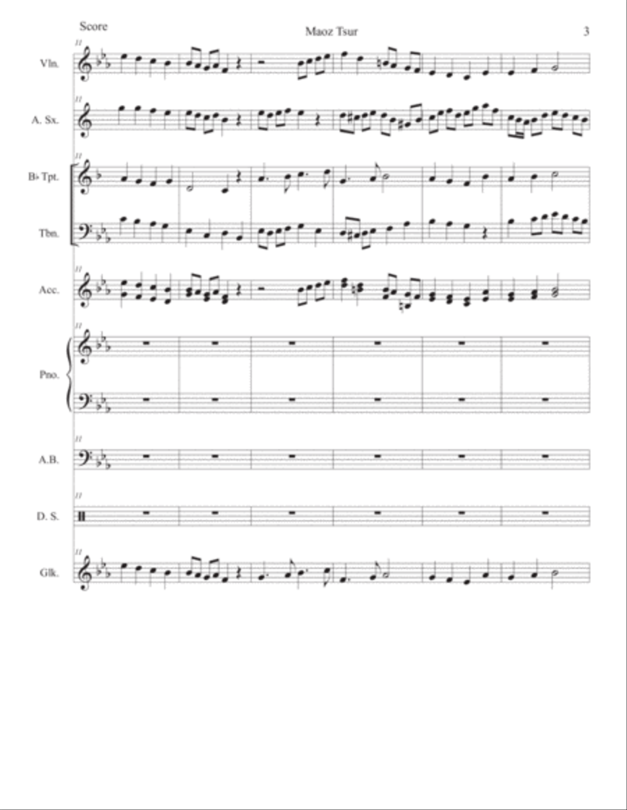 Maoz Tsur (Rock of Ages) Maoz Tsur (Rock of Ages) Large Ensemble scores gallery preview page 3