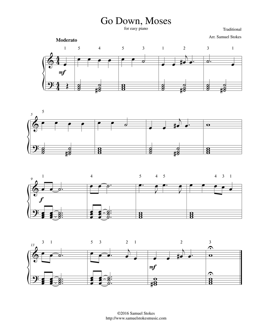 Go Down, Moses - for easy piano Easy Piano scores gallery preview page 1