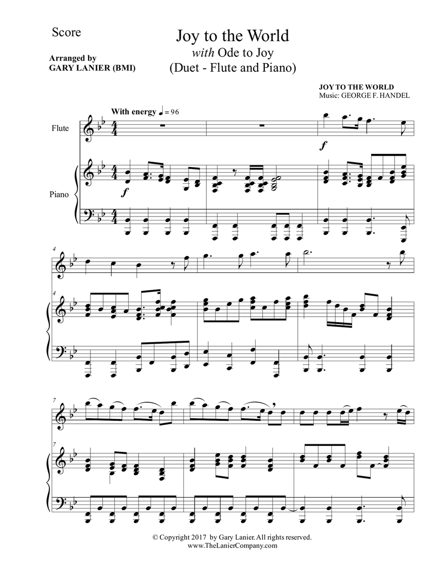 JOY TO THE WORLD with ODE TO JOY (Flute with Piano & Score/Part) Flute Solo scores gallery preview page 2