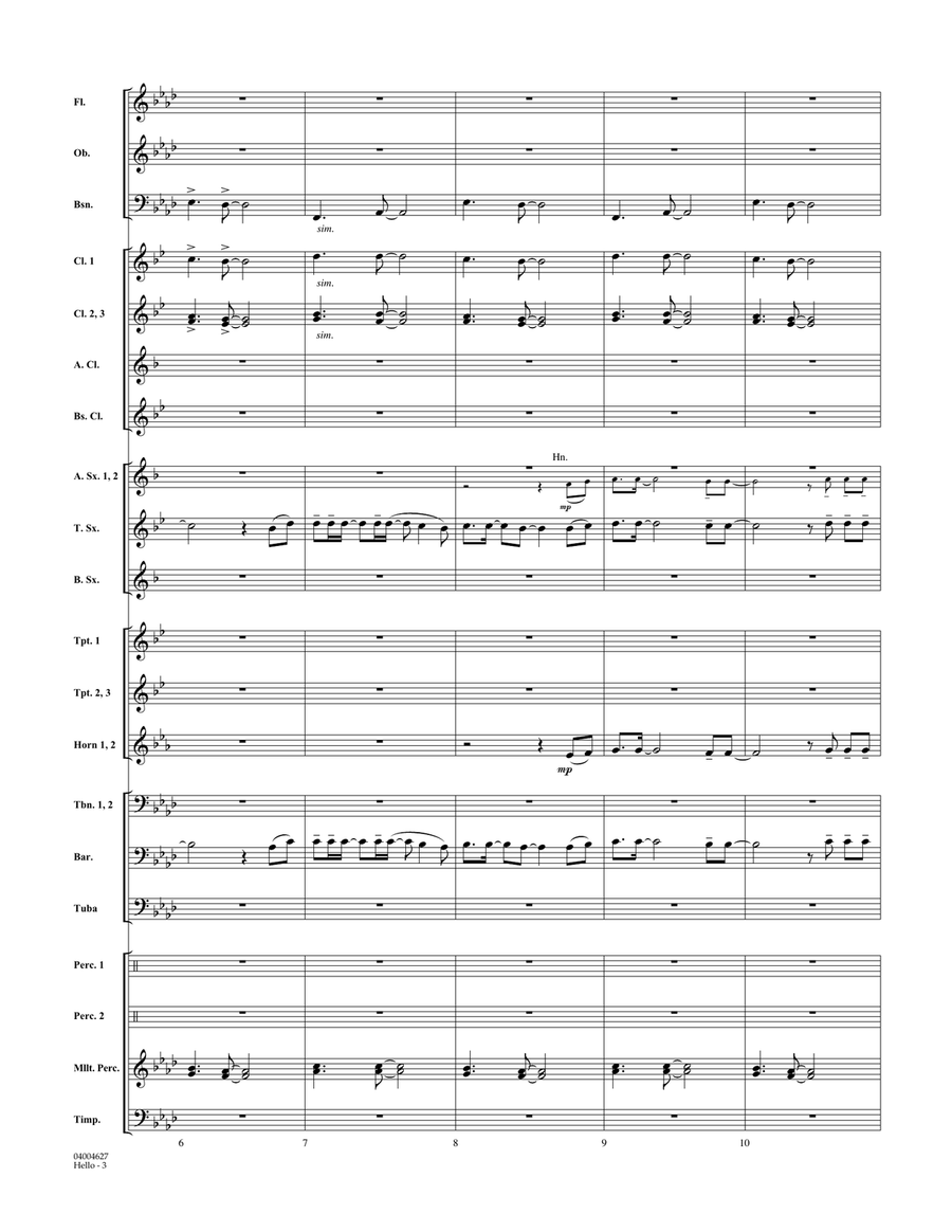 Hello - Conductor Score (Full Score) Concert Band scores gallery preview page 3