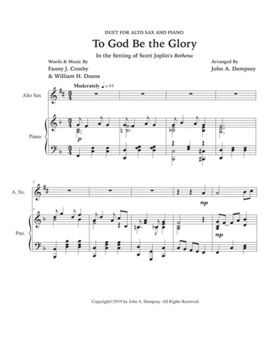 To God Be the Glory (Alto Sax and Piano) image number null