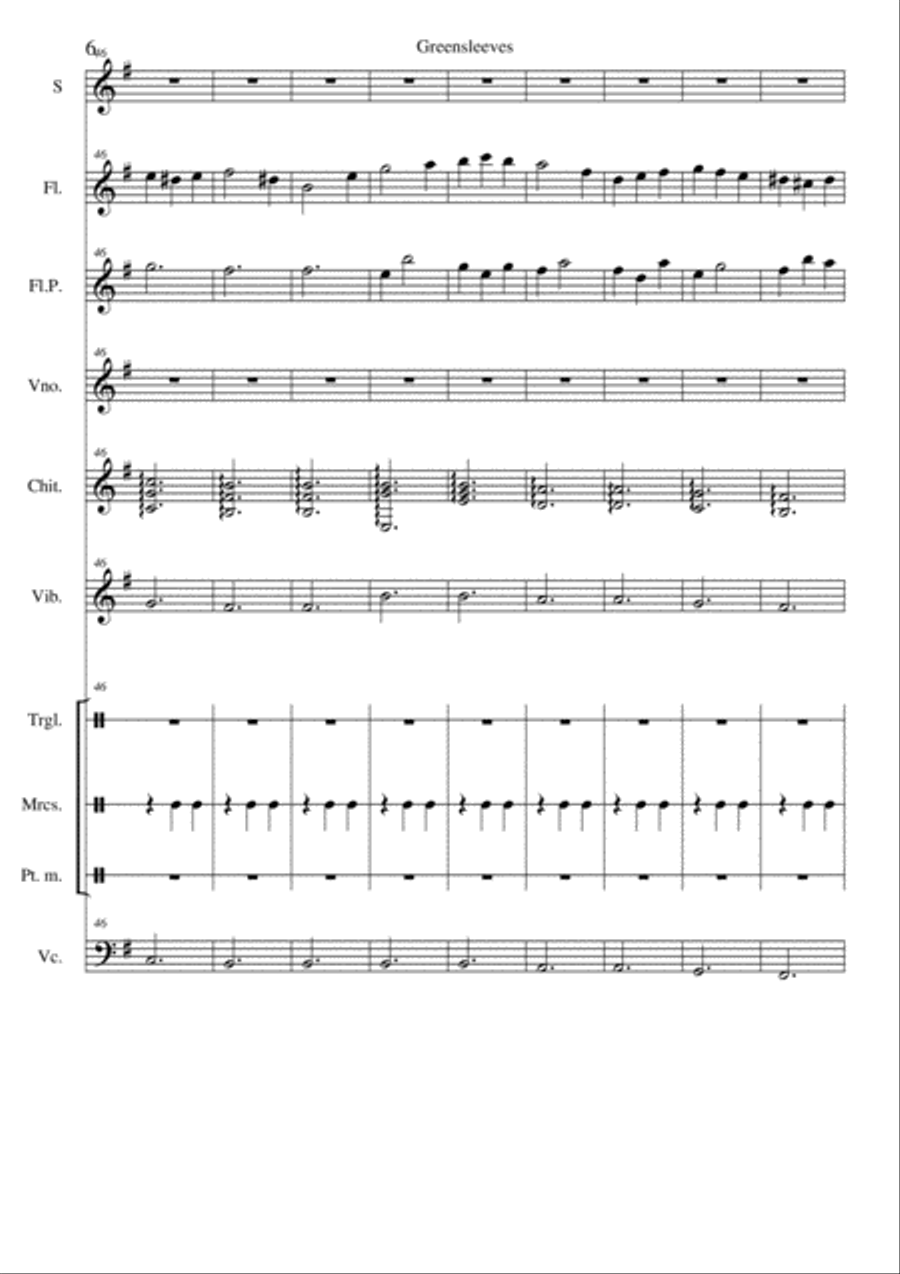 Greenleaves (ensamble and piano) Small Ensemble scores gallery preview page 6