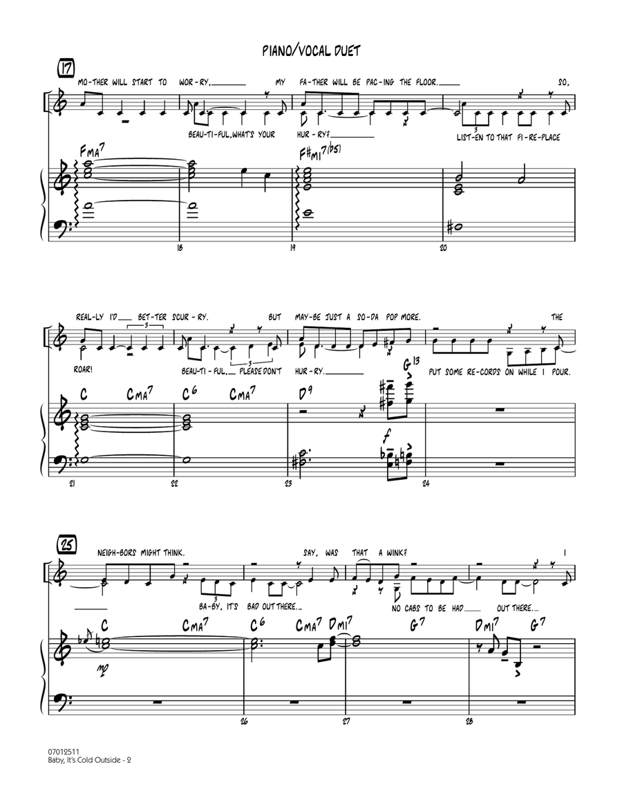Baby, It's Cold Outside (Key: C) - Piano/Vocal Duet Piano scores gallery preview page 2
