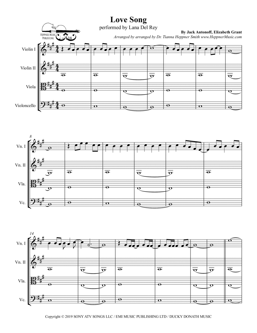 Love Song Love Song String Quartet scores gallery preview page 1