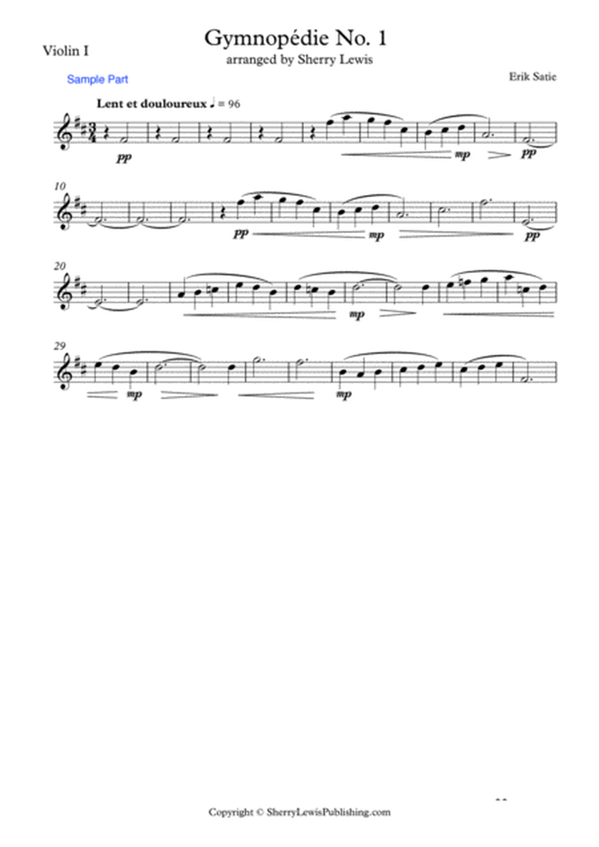 GYMNOPÉDIE NO.1 String Quartet, Intermediate Level for 2 violins, viola and cello image number null