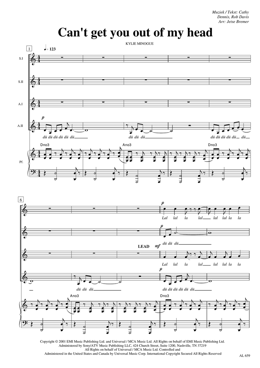 Can't Get You Out Of My Head SSAA scores gallery preview page 1