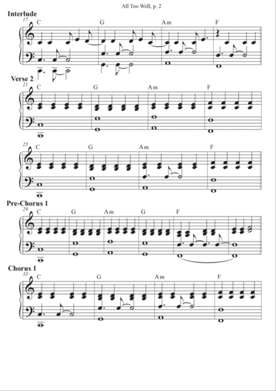 All Too Well Easy Piano scores gallery preview page 2