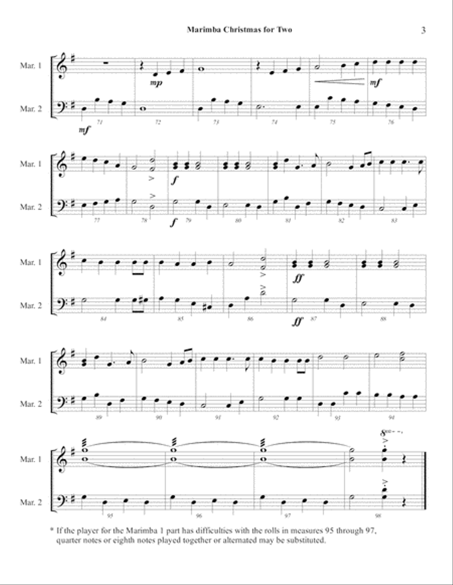 Marimba Christmas for Two Percussion Ensemble scores gallery preview page 4