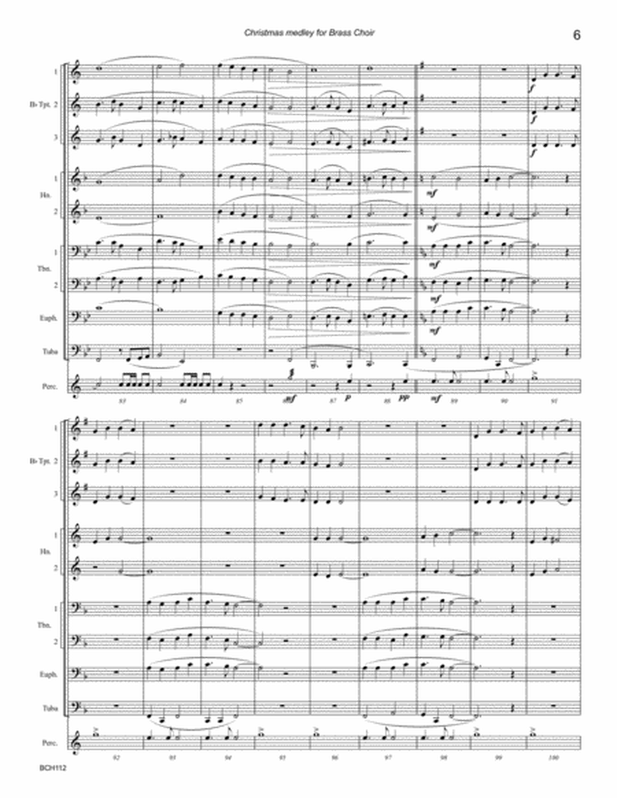 A CHRISTMAS MEDLEY for BRASS CHOIR (3 Trumpets, 2 Horns, 2 Trombones, Euphonium & Tuba) image number null