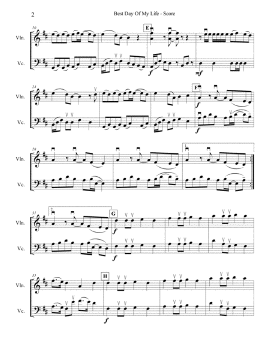 Best Day Of My Life String Duet scores gallery preview page 2