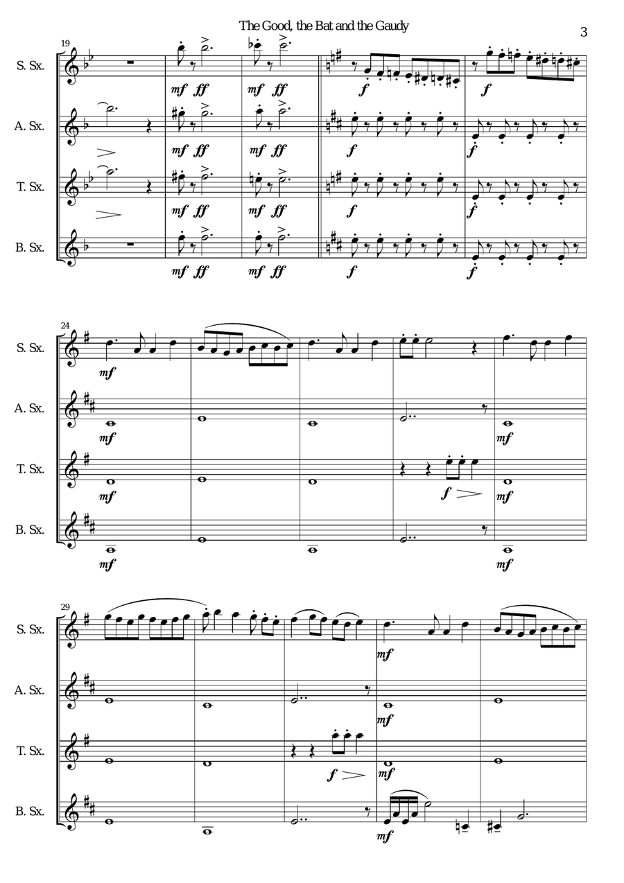 The good, the bat and the gaudy for saxophone quartet Saxophone Quartet scores gallery preview page 3