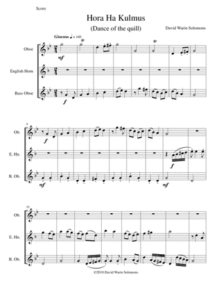 Hora ha Kulmus (Dance of the quill) for oboe, cor anglais and bass oboe