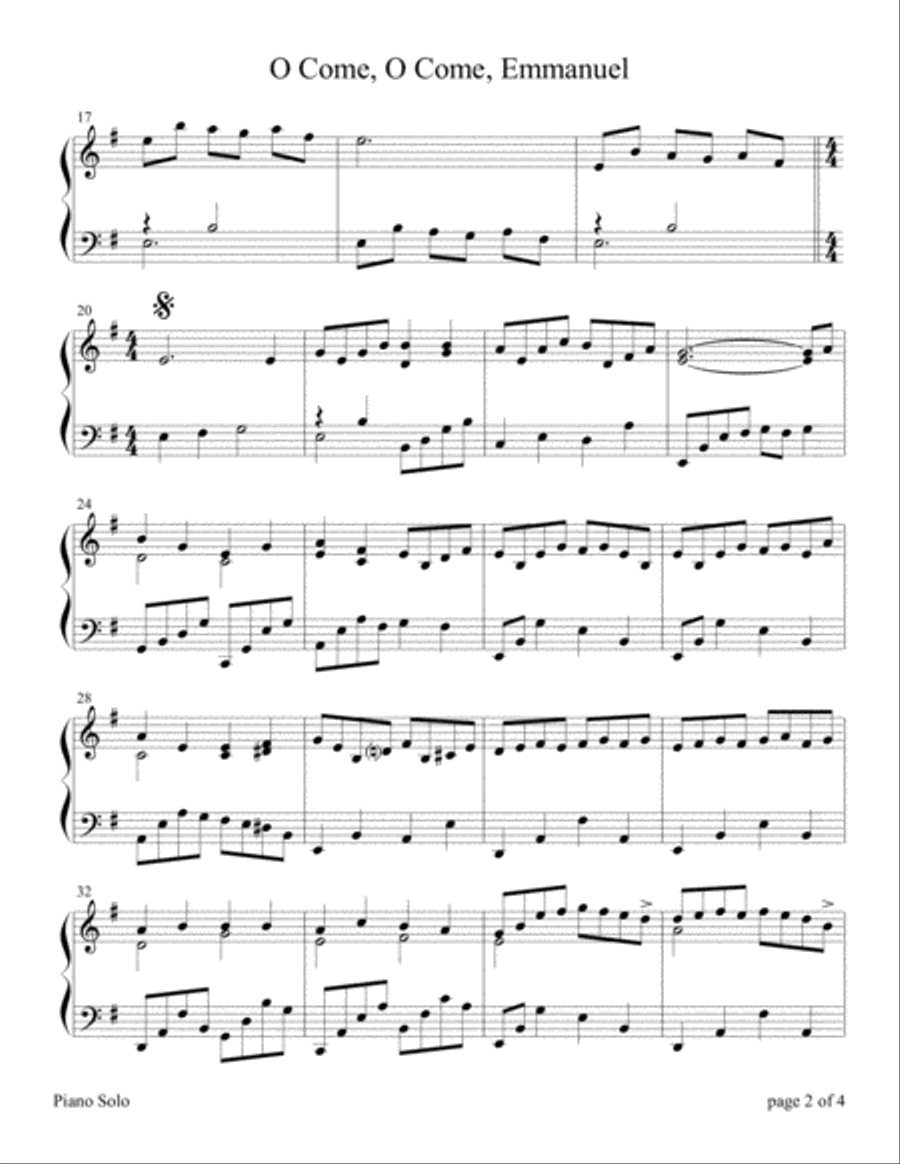 The Four Seasons Hymn Medleys: O Come, O Come, Emmanuel Piano Solo scores gallery preview page 2