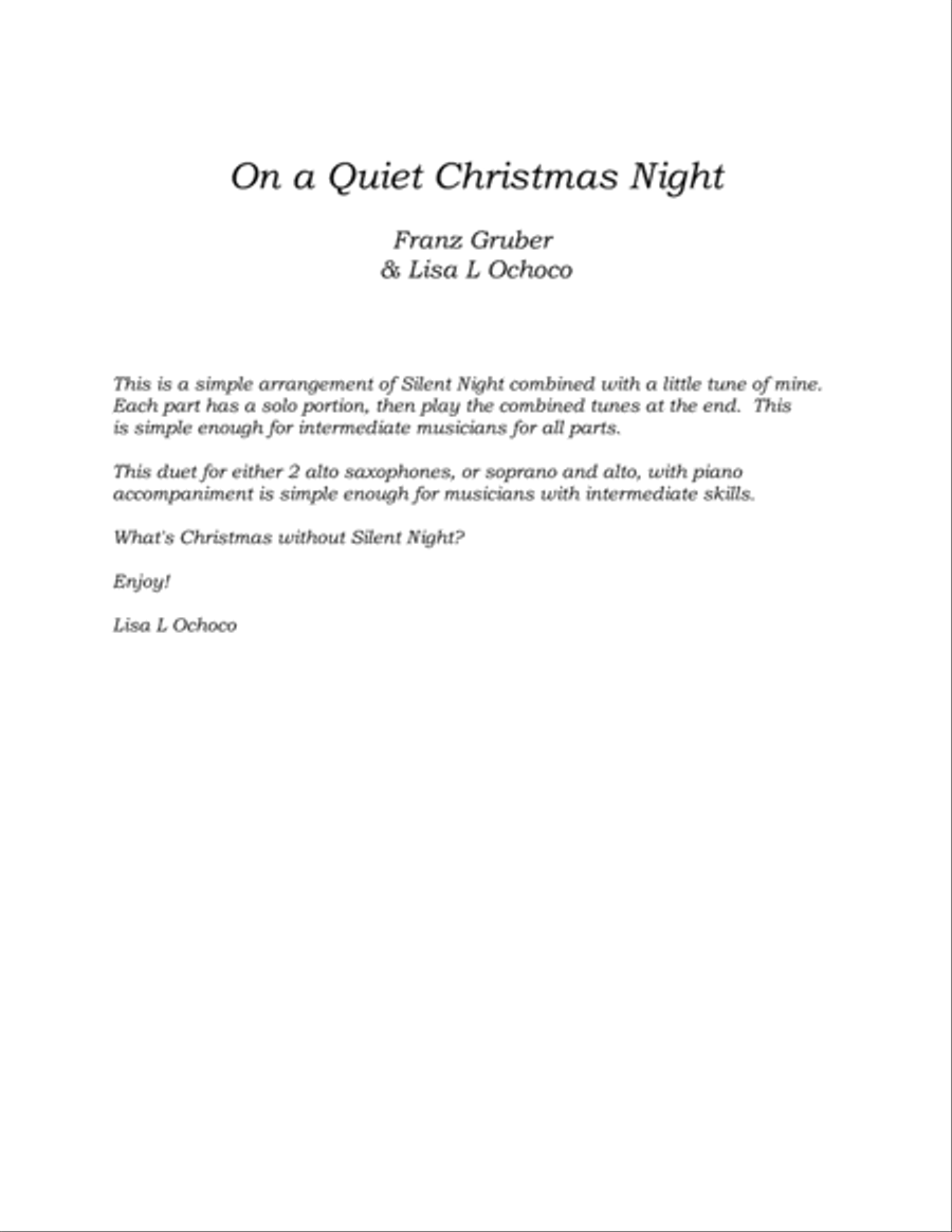 On a Quiet Christmas Night for Saxophone Duet and Piano Woodwind Duet scores gallery preview page 4