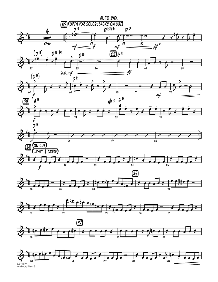 Hey Pocky Way - Alto Sax Hey Pocky Way - Alto Sax Jazz Ensemble scores gallery preview page 2
