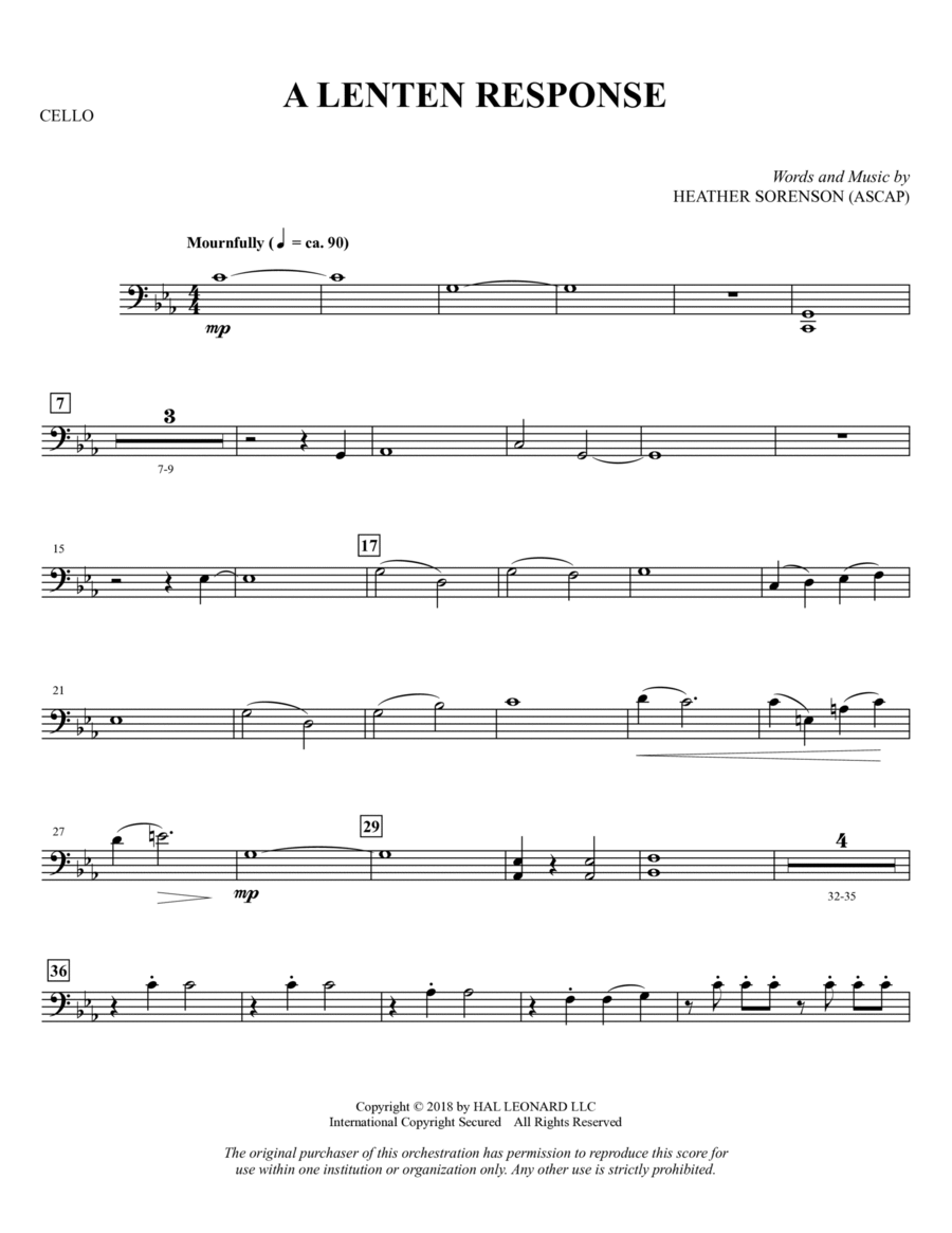 A Lenten Response - Cello Choir scores gallery preview page 1