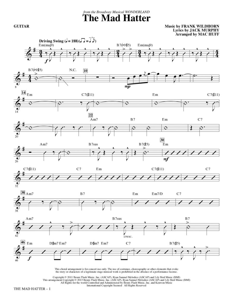 The Mad Hatter - Guitar Choir scores gallery preview page 1