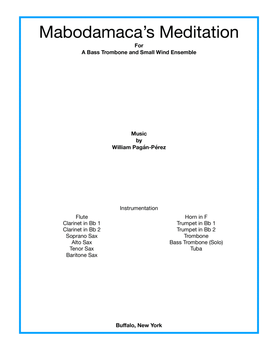 Mabodamaca's Meditation For Bass Trombone and Small Wind Ensemble Concert Band scores gallery preview page 1