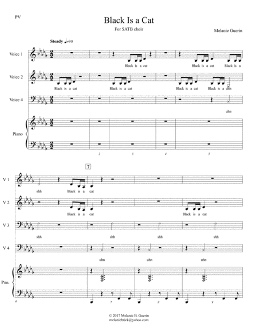 Black is a Cat 4-Part scores gallery preview page 1