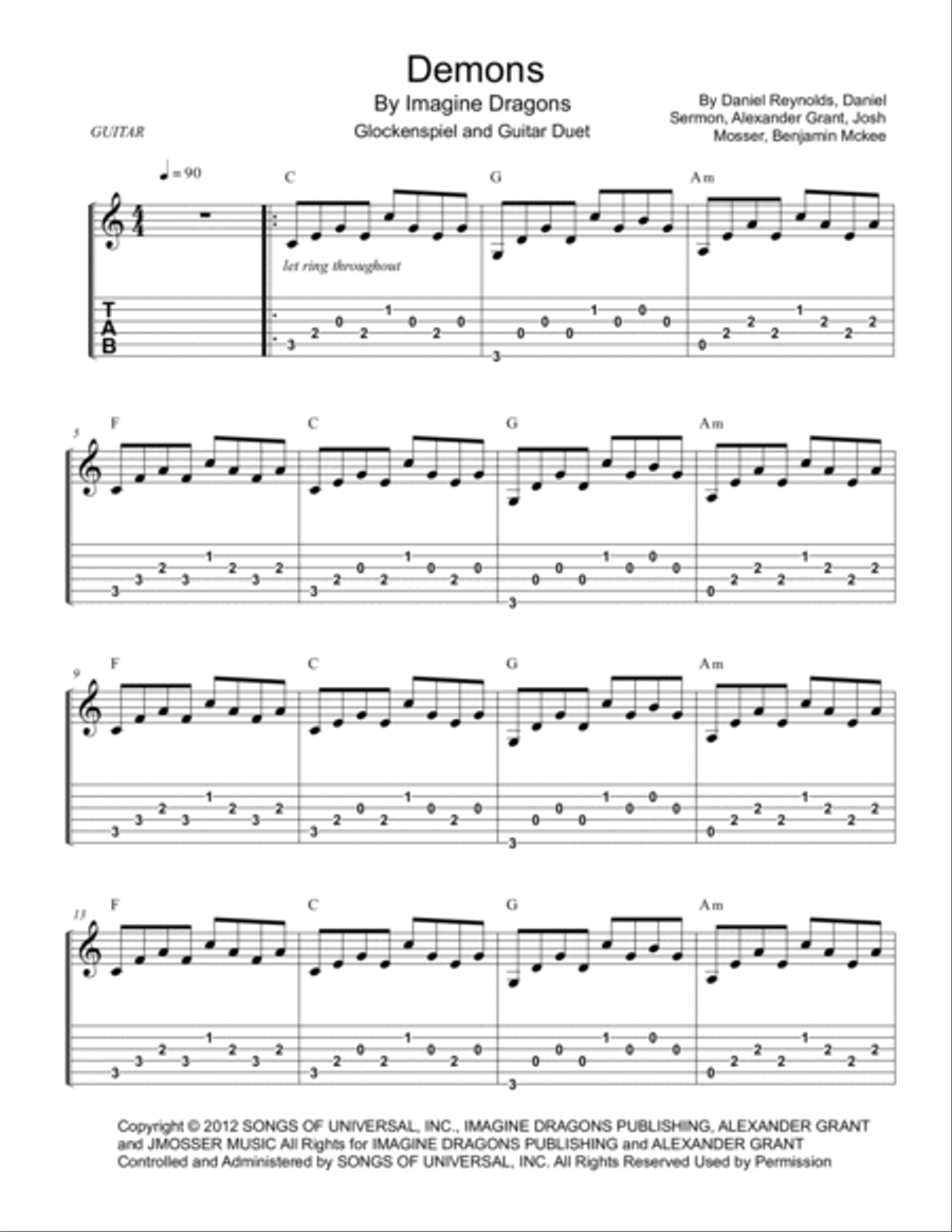 Demons Guitar scores gallery preview page 4