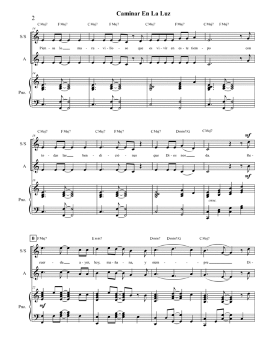 Caminar en la Luz - SSA Coro SSA scores gallery preview page 4