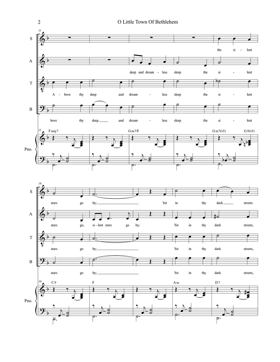 O Little Town Of Bethlehem (for SATB) 4-Part scores gallery preview page 3