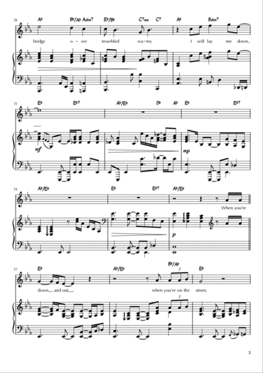 Bridge Over Troubled Water Piano, Vocal, Guitar scores gallery preview page 3