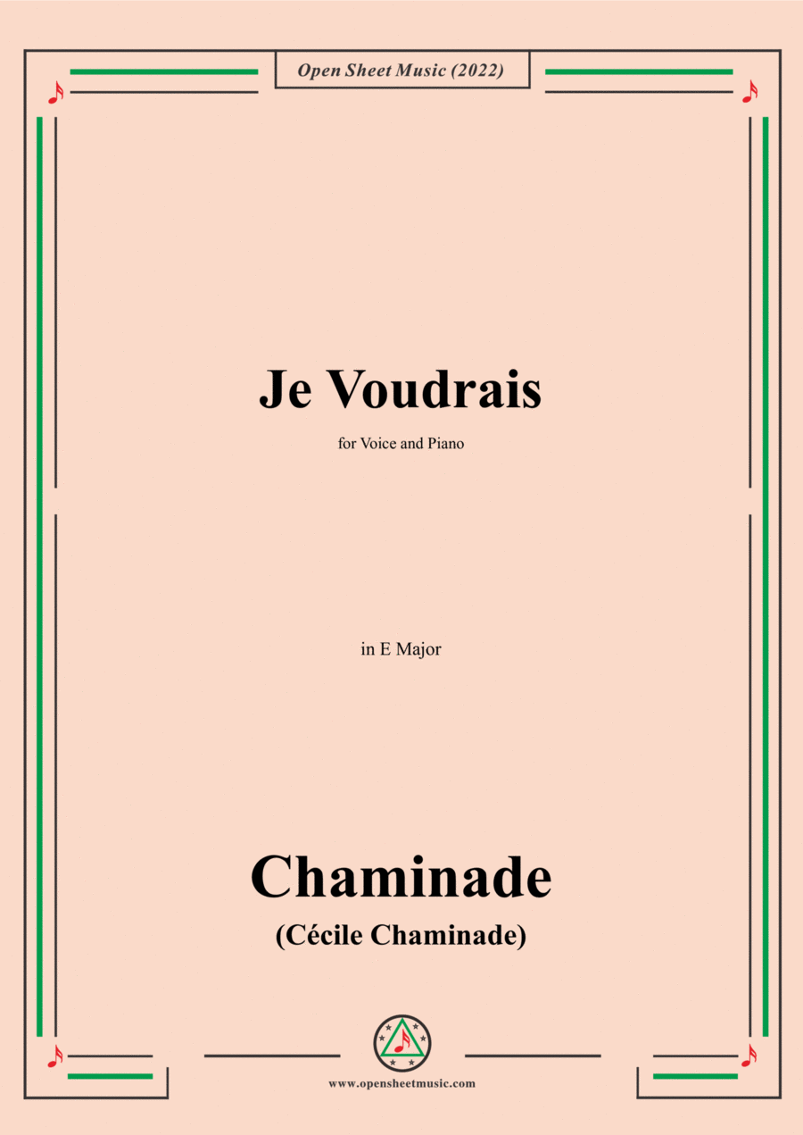 Chaminade-Je voudrais,in E Major,for Voice and Piano Voice Solo scores gallery preview page 1