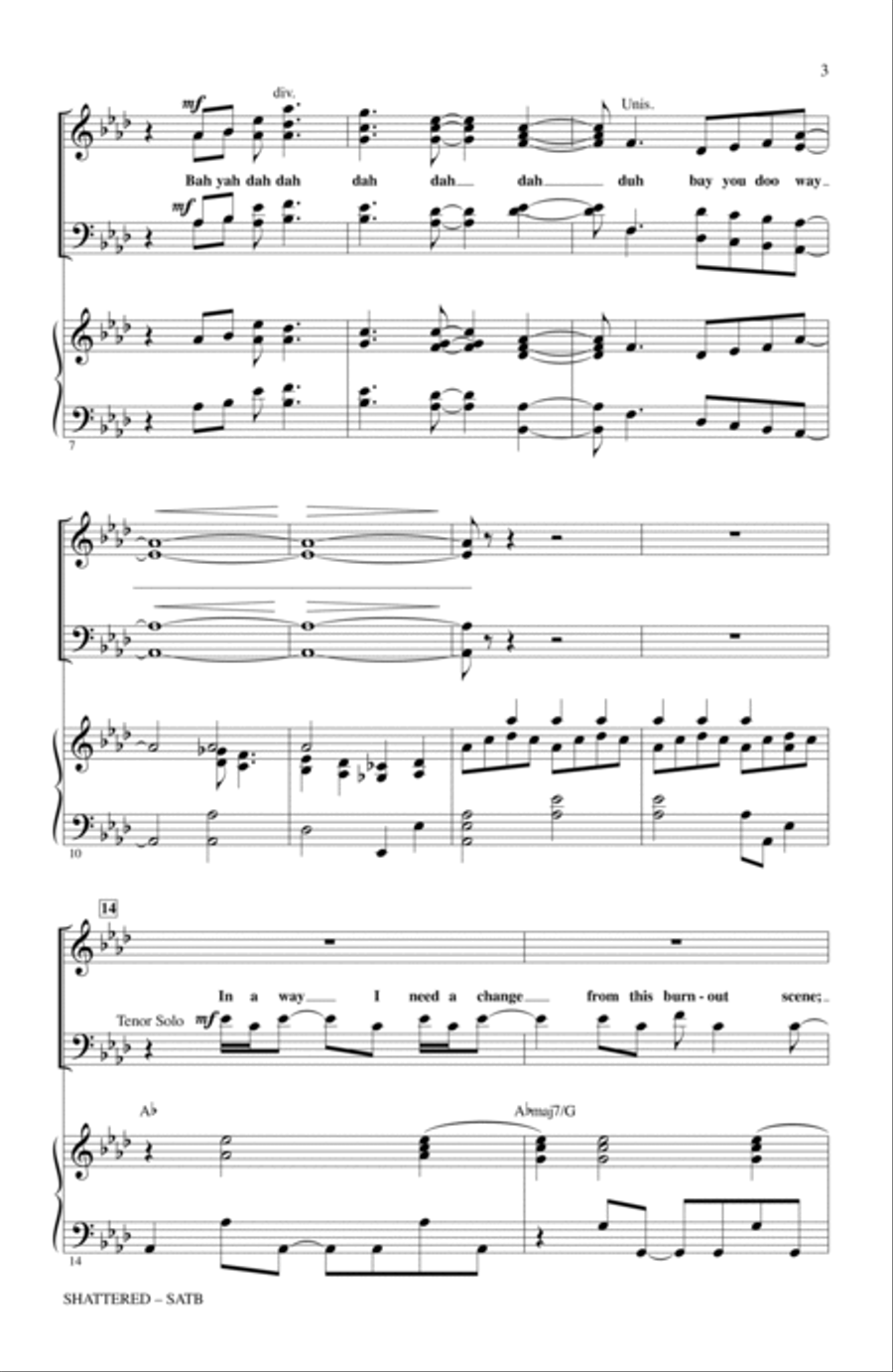 Shattered (Turn The Car Around) 4-Part scores gallery preview page 2
