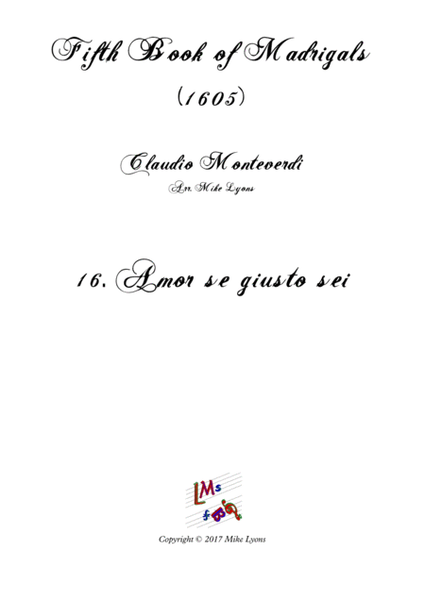 Monteverdi - The Fifth Book of Madrigals (1605) - 16. Amor, se giusto sei image number null