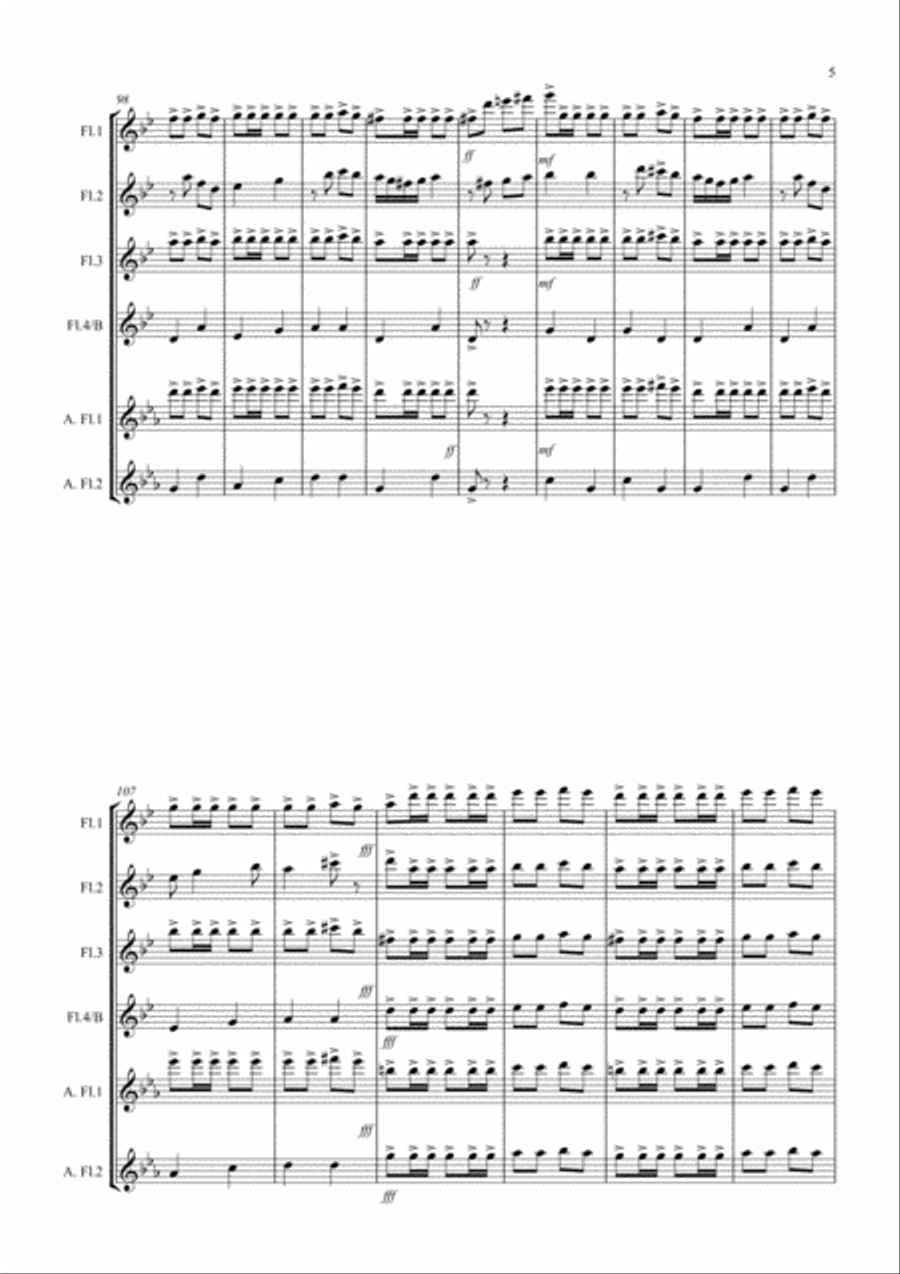 Flamenco Fantastico for Flute Quartet Flute Quartet scores gallery preview page 5