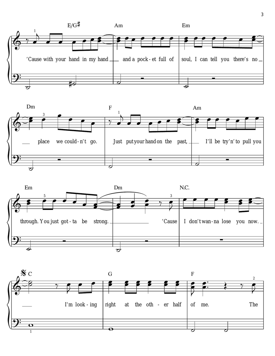 Mirrors Easy Piano scores gallery preview page 3