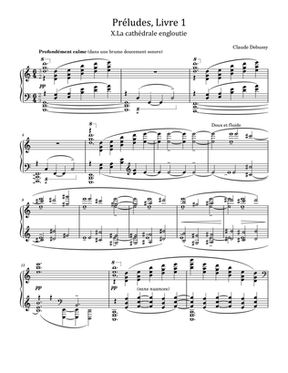 Book cover for Debussy Preludes, Livre 1, L.117 No. 10, La cathédrale engloutie - For Piano Solo Original