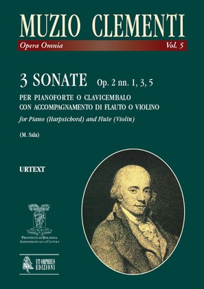 Book cover for 3 Sonatas Op. 2 Nos. 1, 3, 5 for Piano (Harpsichord) and Flute (Violin)