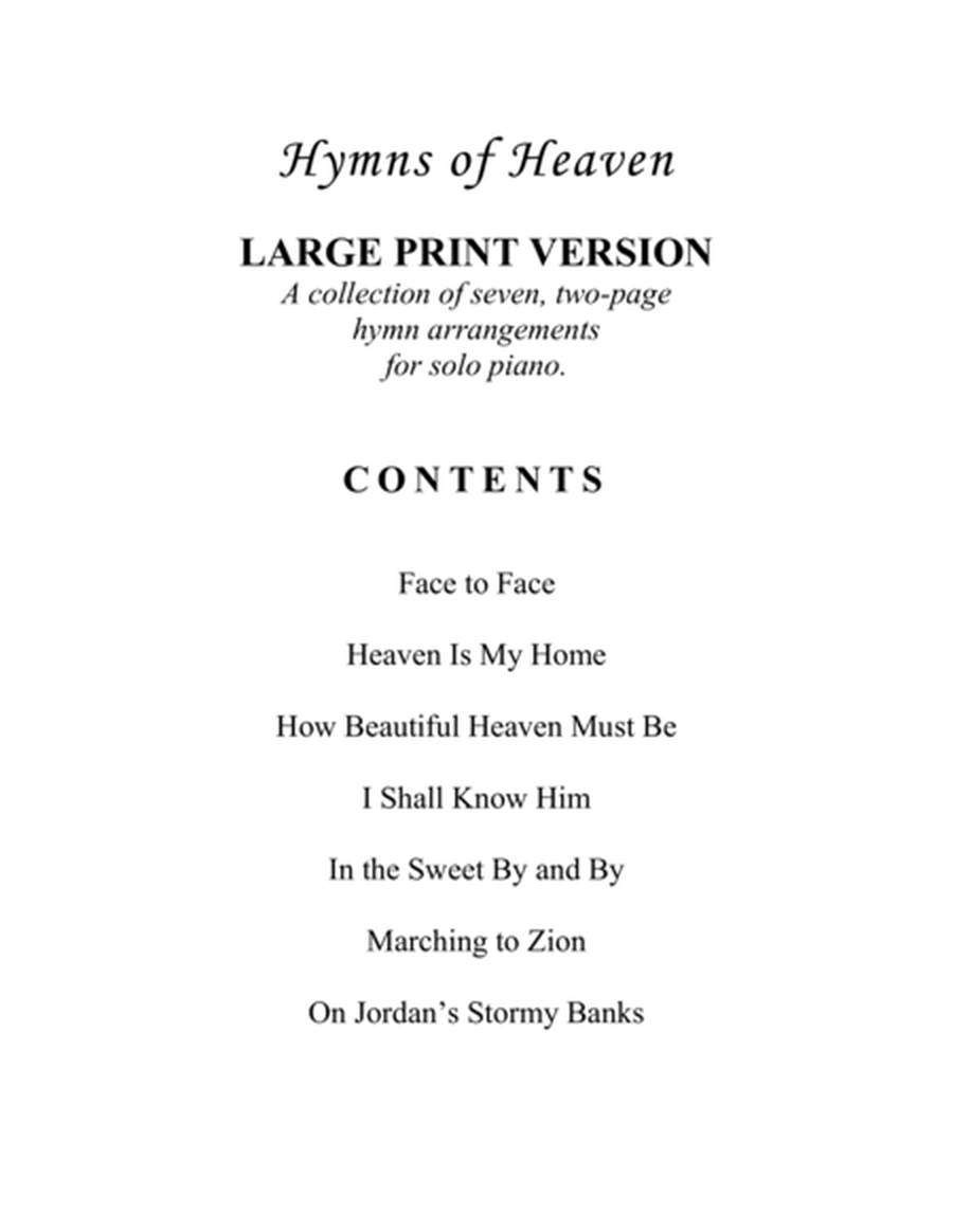 Hymns of Heaven (A Collection of LARGE PRINT Two-page Hymns for Solo Piano) image number null