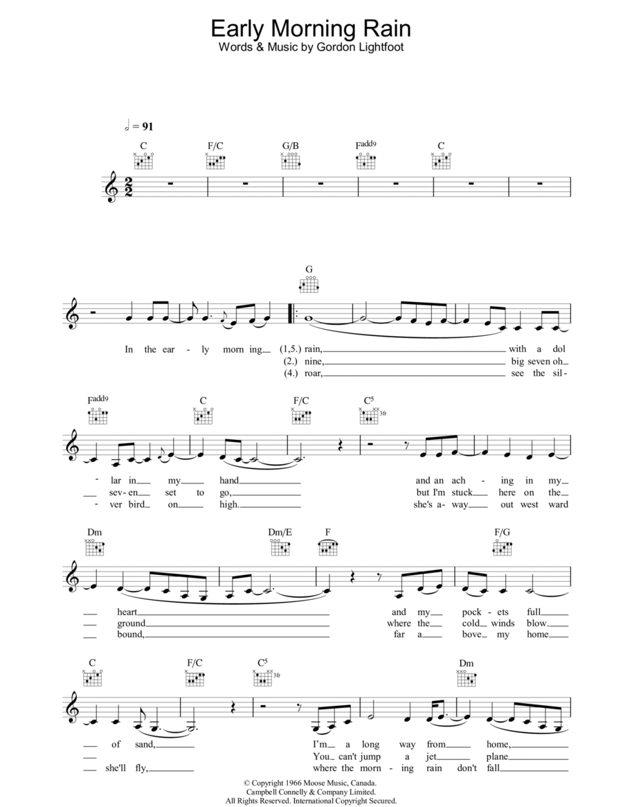 Early Morning Rain Piano scores gallery preview page 1