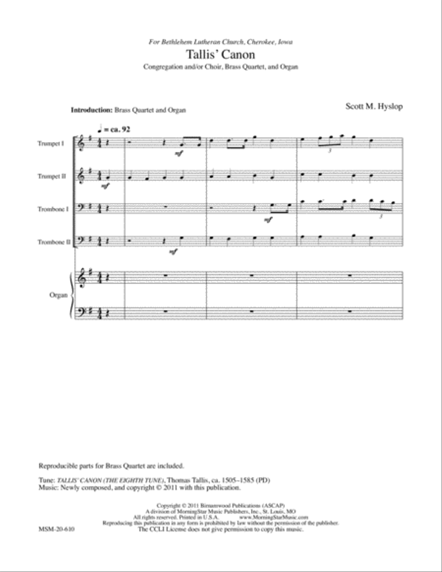 Tallis Canon: A Festive Hymn Setting Unison Choir scores gallery preview page 2