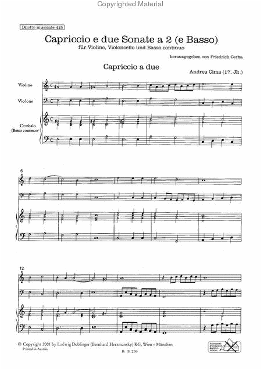 Capriccio e due Sonate a due (e Basso) Flute scores gallery preview page 2