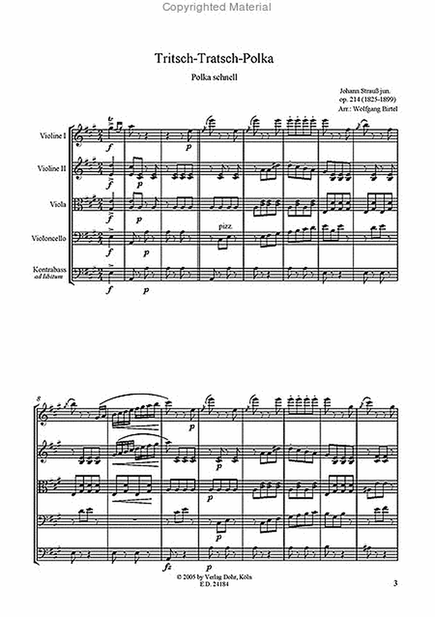 Tritsch-Tratsch-Polka op. 214 -Polka schnell- (für Streichquartett)