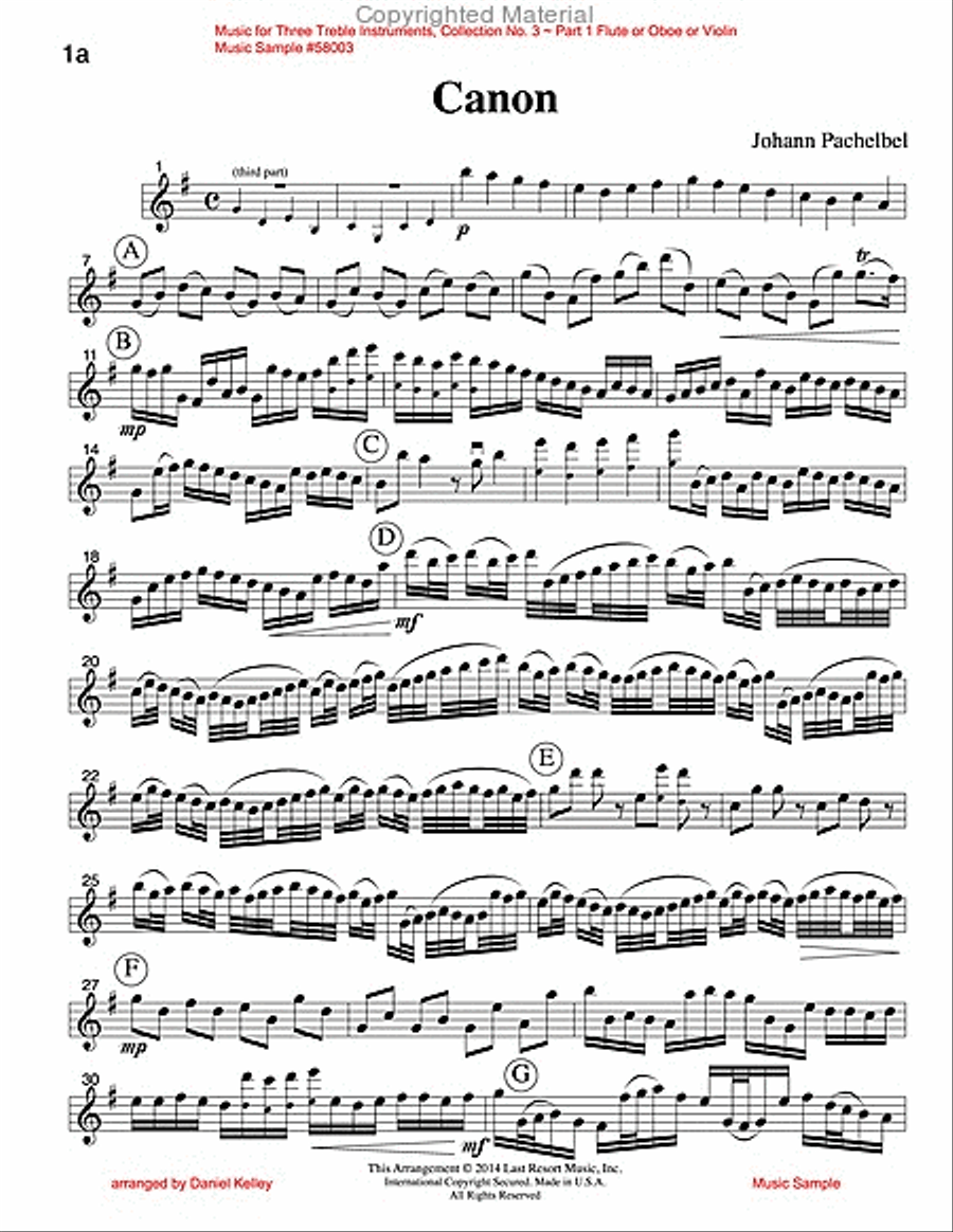 Music for Three Treble Instruments, Collection No. 3 Wedding & Classical Favorites English Horn scores gallery preview page 2