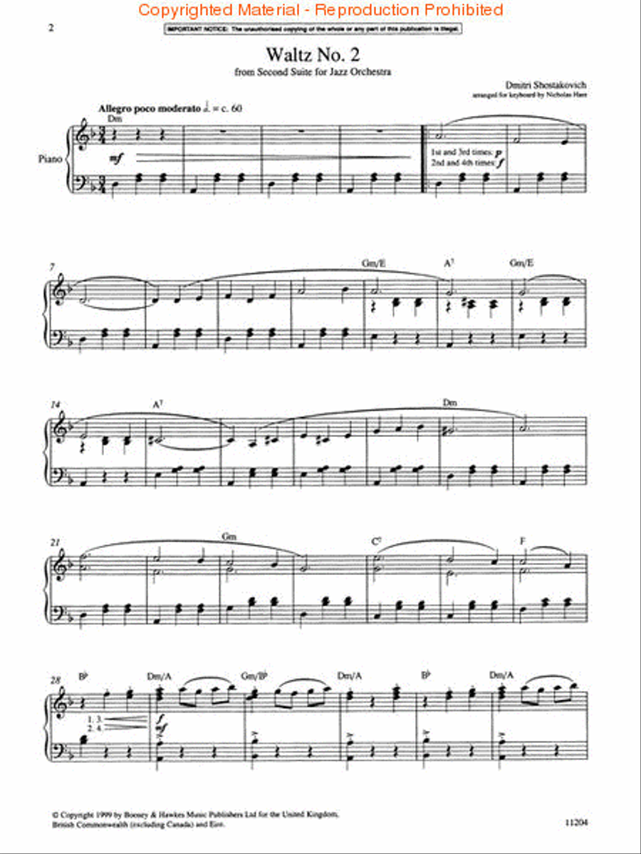 Waltz No. 2 Piano Solo scores gallery preview page 2