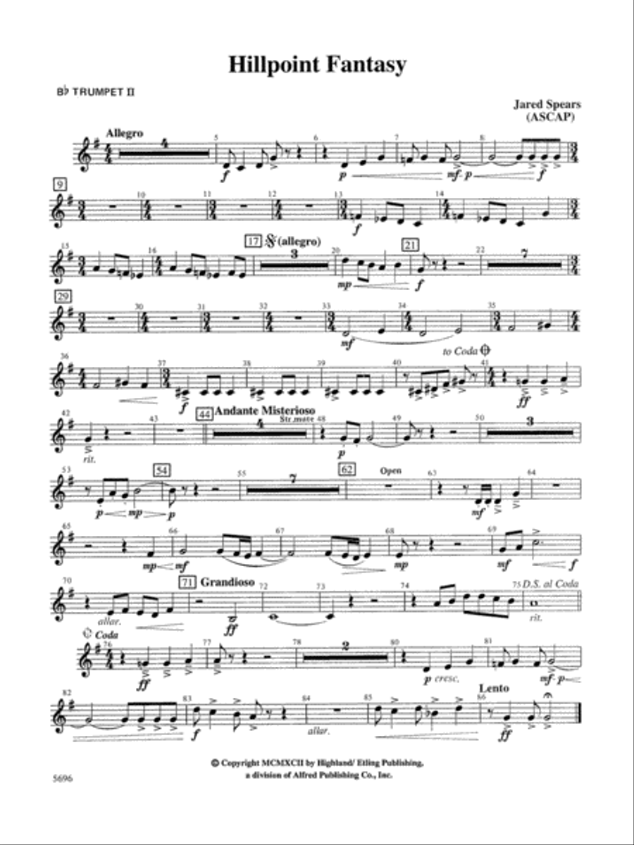Hill Point Fantasy (Overture for Orchestra): 2nd B-flat Trumpet Full Orchestra scores gallery preview page 1