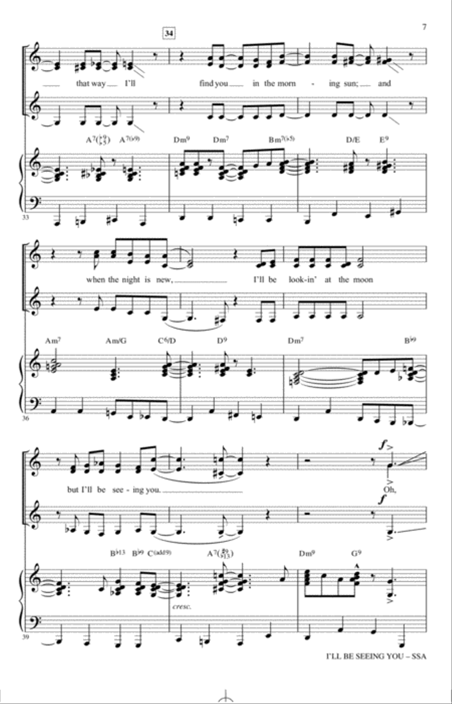 I'll Be Seeing You (arr. Kirby Shaw) SSA scores gallery preview page 5