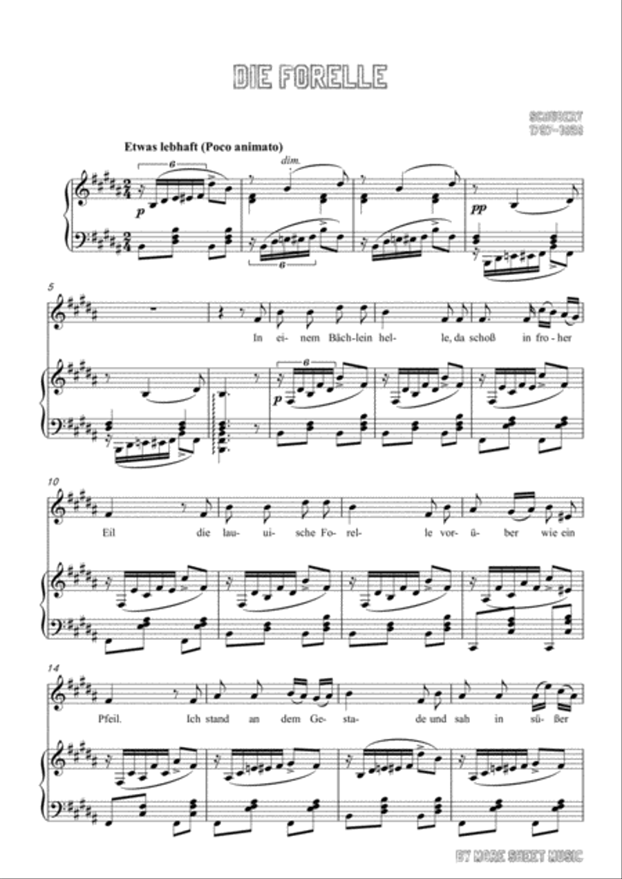 Schubert-Die Forelle in B Major,for voice and piano Schubert-Die Forelle in B Major,for voice and piano Voice Solo scores gallery preview page 3