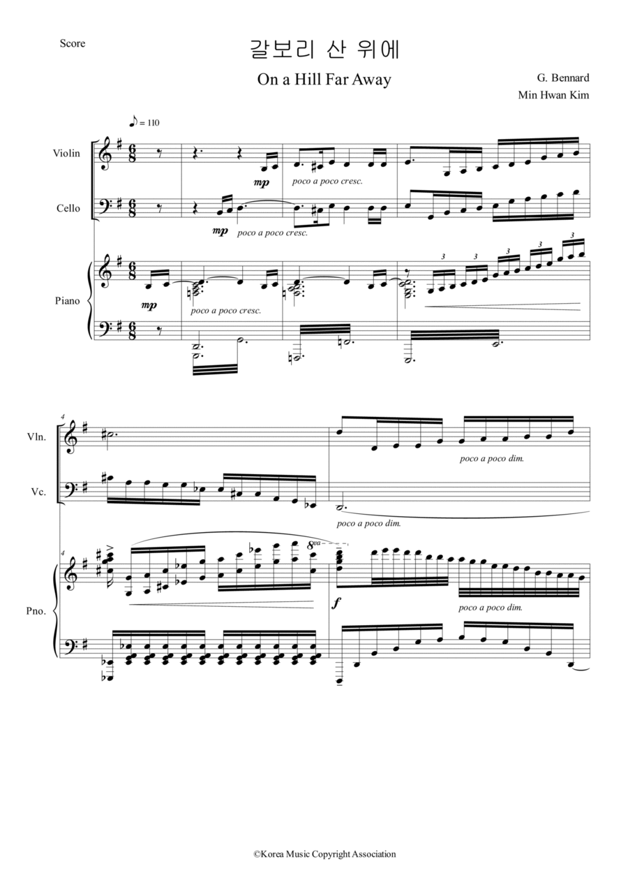 On a Hill Far Away (Violin, Cello, Piano) Piano Trio scores gallery preview page 1